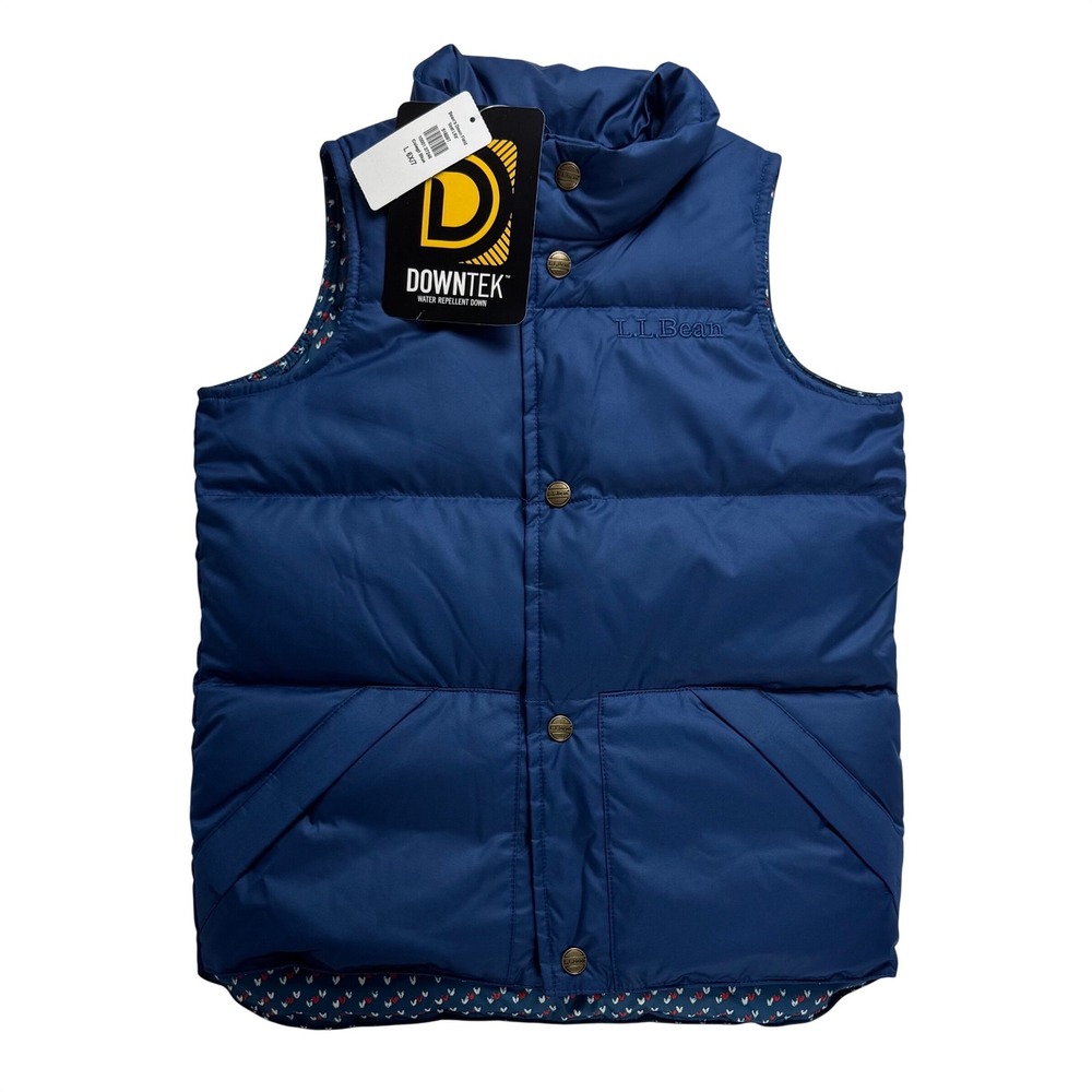 LL Bean Boys Down Field Vest 6X/7 Blue DownTek Water Repellent Puffer 518297 NEW